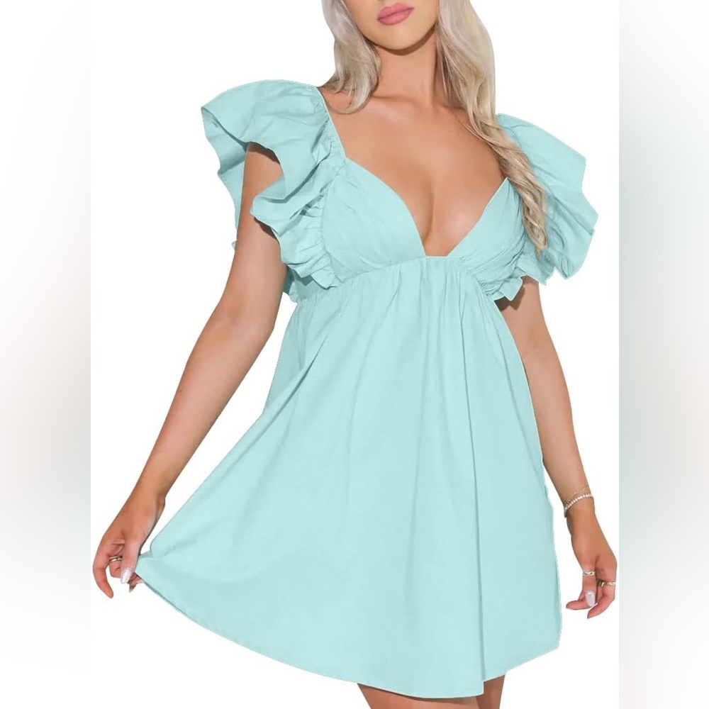 DAY + MOON Bella Dress w/ Ruffle Sleeve M